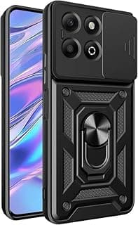 جراب متوافق مع Honor X6C، حماية فائقة مع غطاء منزلق للكاميرا وحلقة تثبيت مدمجة، مضاد للصدمات
