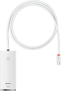 محول وموزع لايت سيريز بـ 4 منافذ Type-C من الى USB 3.0 باسيوس بطول 1 متر متوافق مع اجهزة ويندوز وماك ولينكس وغيرها لون ابيض