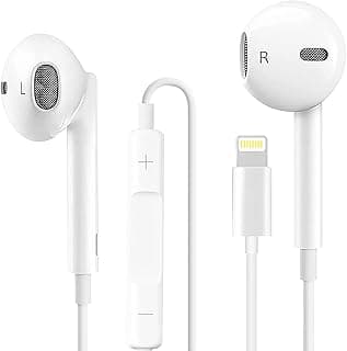 سماعة Lightning (معتمدة MFi) متوافقة مع ايفون 13 12 11 Pro Max وايفون X XS Max XR وايفون 8 Plus وايفون 7 Plus مع ميكروفون