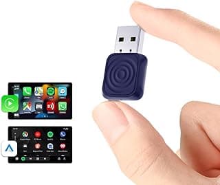 محول كارlinkit 2 في 1 Mini Ultra كاربلاي لاسلكي واندرويد اوتو - لنظام iOS 10+/اندرويد 11+، تحويل السلكي إلى لاسلكي مع USB-A/Type-C، توصيل وتشغيل، واي فاي 5.8G سريع ومستقر للسيارات من 2018+