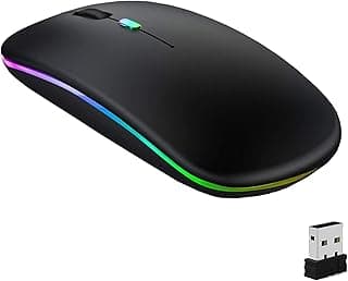 Wireless Bluetooth Mouse, LED Slim Dual Mode (Bluetooth 5.1 + USB) 2.4GHz Rechargeable Silent Bluetooth Wireless Mouse, Computer Mice with USB Receiver(Black) -