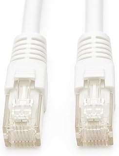 كابل شبكة CAT6 Ethernet نوع UTP LAN مع موصلات RJ45 مطلية بالذهب - كابل شبكة عالي السرعة لـ PoE، الجيمنج، الإنترنت، الراوتر، المودم، الكمبيوتر، التلفزيون الذكي - 1-50 متر - ضمان سنة (أبيض، 3 متر)