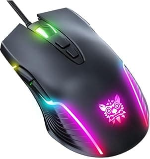 ماوس العاب سلكي CW905 RGB من اونكوما، قابل للتعديل 6400 نقطة لكل بوصة، 7 ازرار بصرية، تصميم متماثل مريح، مضاد لبصمات الاصابع والعرق، اضاءة خلفية RGB قابلة للتخصيص