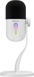 MARVO MIC-08 Blast 50 Streaming Microphone – USB Condenser Gaming Microphone with Cardioid Capsule, Noise Reduction, RGB Lighting, Touch Controls & Real-Time Monitoring