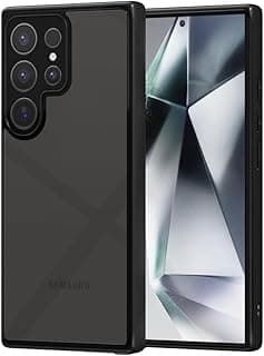 جراب خلفي صلب Q Series لهاتف سامسونج Galaxy S25 Ultra، ظهر صلب شفاف وإطار سيليكون TPU أسود، حماية عالية (6.9 بوصة) - شفاف وأسود