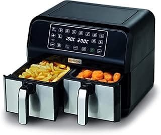 Digital Twin Air Fryer XXXL 4L+4L 1.7Kg+1.7Kg With Dualzone Technology & Dual Fryin g Hfm75.000Mb Black/Silver International warranty - 220V supply voltage and 50Hz