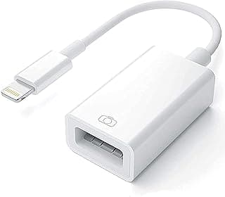محول Lightning إلى USB للكاميرا، كابل USB 3.0 OTG لهواتف ايفون/ايباد لتوصيل قارئ الكروت، فلاشة، كيبورد، ماوس (أبيض)