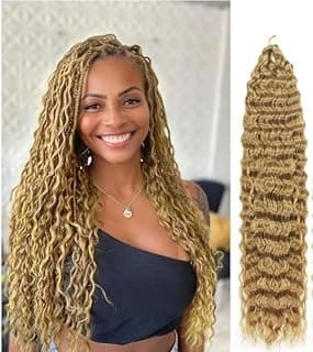 Deep Twist Crochet Hair Ocean Wave Curly Bohemian Crochet Braids Deep Wave Hair Bundles Synthetic Hair Extensions for Women Girls (24 Inches (Pack of 1)-N27