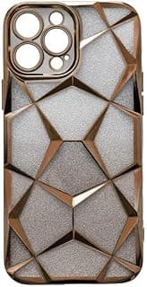 Back Cover Compatible With iPhone 12 Pro Max, Transparent Girly Soft Cover With Glitter And Camera Protection - Gold