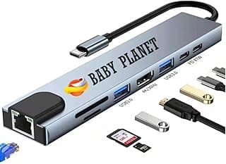 USB-C Hub Docking Station, 8-in-1 Type C Hub with HDMI 4K@60Hz, RJ45 Ethernet, 100W PD, SD/TF Card Reader, 2 USB Ports for MacBook Pro/Air, Nintendo Switch, Surface, Chromebook, More