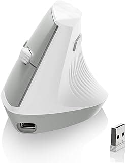 ماوس عمودي مريح I300 - لاسلكي مزدوج 2.4G وبلوتوث - قابل للشحن - 800/1200/1600 DPI - وزن 84 جرام - ابيض