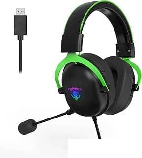 سماعة راس للالعاب بمنفذ USB من جيدل GH818 خفيفة الوزن - صوت محيطي 7.1 ومحرك 50 ملم - اضاءة ملونة RGB - مريحة للبشرة - ميكروفون مرن لتقليل الضوضاء - للكمبيوتر وبلاي ستيشن 4 | اسود