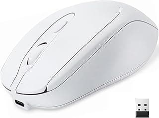 ماوس M256 لاسلكي مزدوج الوضع – بلوتوث 5.2 و 2.4GHz ماوس صامت مريح، قابل للشحن USB-C، دقة 1600 DPI قابلة للتعديل، محمول للابتوب والكمبيوتر و MacBook، أبيض