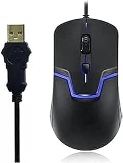 ماوس العاب بسلك ومنفذ USB مع إضاءة LED ملونة وتحكم نقطة لكل بوصة - أسود - M100