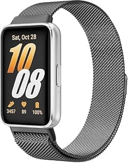 Milanese Mesh Band Compatible with Samsung Galaxy Fit 3, Stainless Steel Magnetic Replacement Strap, Adjustable Breathable Metal Strap for Men Women