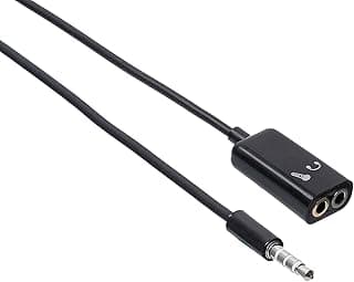 1924 3.5 mm audio Spliter Male to Female Cable, 10 Centimeter - Black