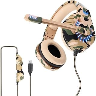 Ovleng Q8 7.1 USB Cable Wired Over-Ear E-sports Adjustable Gaming Headset with Rotation HD Microphone, Lightweight Headband Design, Compatible with PUBG PC, Mac & Consoles - Desert Yellow
