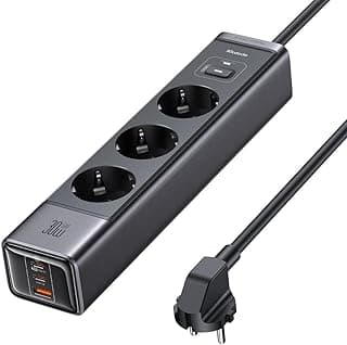 CH-0620 30W 6 in 1 Gan Power Socket Fast Charger, Black