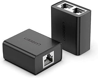 موزع RJ45 (عدد 2 قطعة) أسود، يستخدم كمطول لكابل الشبكة، واجهة 1 فقط متاحة، يستخدم كزوج لتحويل كابل الشبكة من 1 إلى 2