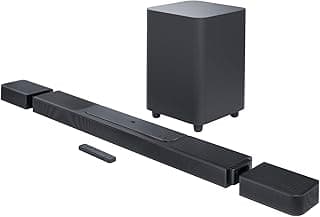 Bar 1300, 3D Home Entertainment Bar with 2 Detachable Surround Sound Speakers and Wireless Subwoofer, Dolby Atmos and MultiBeam, in Black