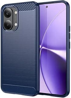 جراب كربون فايبر TPU مضاد للبصمات والصدمات متوافق مع Poco X8 Pro Max (أزرق، Poco X8 Pro Max)