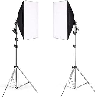 Photography Softbox Studio Kit Rectangle Continuous SoftBox Lighting Bundle [50x70cm Softbox *2pcs] & [Light Holder Stand *2pcs] Photo Studio Equipment Set