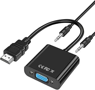 محول HDMI إلى VGA، كابل 1080P، محول HDMI ذهبي مع منفذ صوت 3.5 مم للكمبيوتر، اللابتوب، البروجيكتور، PS4/3، Xbox