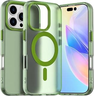 Case for (Compatible with For iphone 16 Pro) Magnetic Charging, Ultra Thin Shockproof Matte Hard PC Mobile Phone Case, Translucent Soft Silicone TPU Bumper Protective Case (Green)