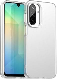 جراب هاتف متوافق مع سامسونج Galaxy A26 من السيليكون الهجين TPU وPC مضاد للصدمات (أبيض)