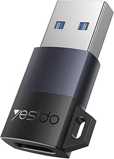 محول او تي USB إلى نوع سي طراز GS34، موصل USB 3.0 ذكر إلى نوع سي أنثى بنقل بيانات سريع 5 جيجابايت في الثانية، محول او تي جي لأجهزة أندرويد وماك بوك والتابلت واللابتوب من يسيدو، أسود