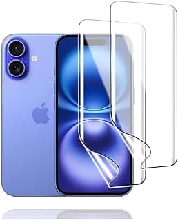 Flexible Hydrogel Screen Protector (Two Pieces) Compatible with IPhone 16 Plus - Full Coverage, bubble-Free, Easy to install, Ultra-Soft, Anti Scratch, Dust Resistant - Not A Glass