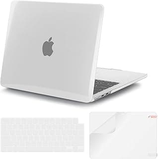 جراب iCasso متوافق مع ابل MacBook Air 13 بوصة إصدار 2022 موديل A2681 بشريحة M2، جراب بلاستيك صلب، غطاء كيبورد TPU وشاشة حماية (شفاف)