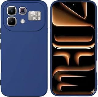 جراب حماية سائل لهاتف انفينيكس Note 60 مبطن من الداخل، سيليكون مقاوم للصدمات (أزرق)