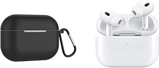 جراب سيليكون متوافق مع AirPods Pro، غطاء حماية مقاوم للصدمات والخدش مع ميدالية (أسود)