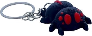 Wigglitzz 3D Articulated Black Spider Keychain, Flexible Movable Design, Black and White, PLA, Stress Relief, Home and Office Decor, Unique Gift