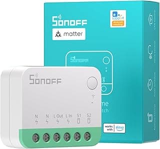 مفتاح ذكي واي فاي MINIR4M ثنائي الاتجاه - وحدة ترحيل مفتاح إضاءة واي فاي تدعم Matter وتعمل مع ابل هوم، اليكسا وجوجل هوم، تحكم عن بعد عبر تطبيق eWeLink