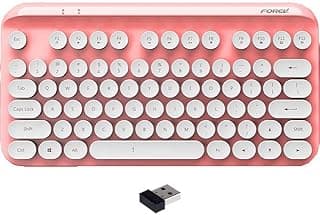 Forev FV-WI8 HighEnd 2.4G Wireless Mini Keyboard With USB Receiver | Round Keycaps | Silent Keys | For PC/Mac | Pink