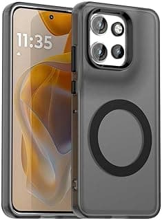 magnetic phone case cover compatible with motorola moto G56 Candy PC Hybrid TPU Shockproof Phone Case for motorola moto G56 (Black)