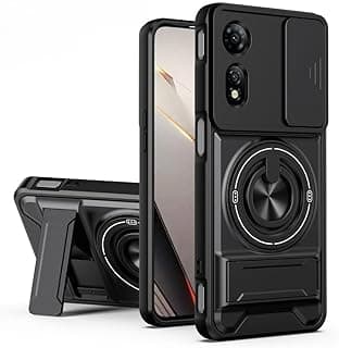 Lens Guard Armor Case Cover Compatible with ZTE nubia Neo 2 5G – Shockproof Protective Cover with Sliding Camera Shield, Magnetic Ring Kickstand and Full Protection Design (Black)