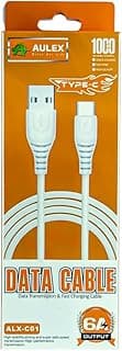 كابل بيانات TYPE-C إلى USB-A، كابل شحن لهواتف اندرويد، متوافق مع سامسونج/اوبو/ريلمي/شاومي/هونر، أبيض