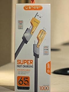 START ST-389 4 in 1 Multi USB Cable Fast Charger 1.2m Nylon with Type A/USB C to 65W C/L Power Delivery 27 Black