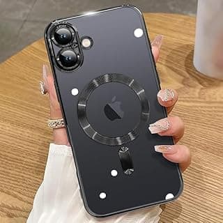 Case (Compatible with MagSafe) Anti-Scratch Shockproof Protective Slim Electroplated case (Black, iphoone 16)