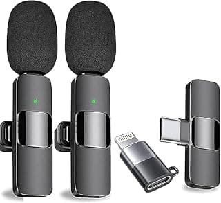 K9 Wireless Microphone Omnidirectional Lavalier Microphone for YouTube Interview Video Recording Live Streaming Compatible with All Phones Plug and Play for Interview YouTube Video Type-C L