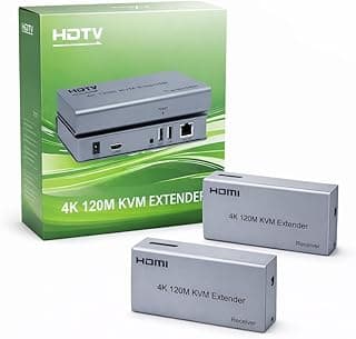 محول HDMI KVM اكستندر 4K 120M عبر كابل RJ45 ايثرنت Cat5e Cat6 يدعم توصيل ماوس وكيبورد USB وشاشة لمس