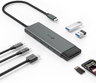 موزع USB نوع C من تي بي-لينك بتصميم 7 في 1 و7 منافذ/ منفذ HDMI بدقة 4K ومعدل تحديث 60 هرتز/ قارئ بطاقات اس دي وميكرو اس دي (بسرعة UHS-I) / توصيل طاقة 100 وات/منفذا USB 3.0/تشغيل مباشر - طراز UH7020C