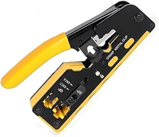 أداة كبس كابلات RJ45 متوافقة مع PassThru - أداة كبس لكابلات الشبكة Ethernet Cat7 و Cat5 و Cat6 و RJ11