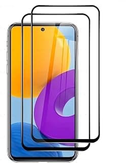 عدد 2 قطعة اسكرينة حماية زجاج مقوى متوافقة مع سامسونج Galaxy A52 5G، تغطية كاملة للشاشة، مقاومة للخدش، مضادة للبصمات، شفافة HD