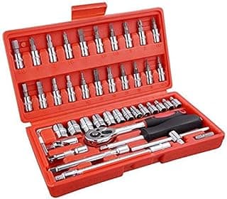 Auto Repair Tool Combination Spanner Socket Universal Hand Wrenches Set - 46 Pieces