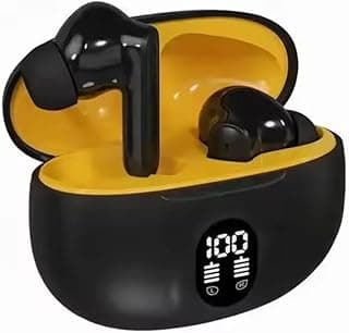 OR6 Wireless Bluetooth In-Ear Headphones with LED Digital Display and Built-in Mic, Passive Noise Isolation, Compatible with iPhone and Android, Black
