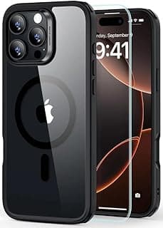 ESR for iPhone 16 Pro Max Case, Compatible with MagSafe + tempered glass Shockproof Protection, Magnetic Phone Case for iPhone 16 Pro Max, Classic Hybrid Case (HaloLock) (clear black)